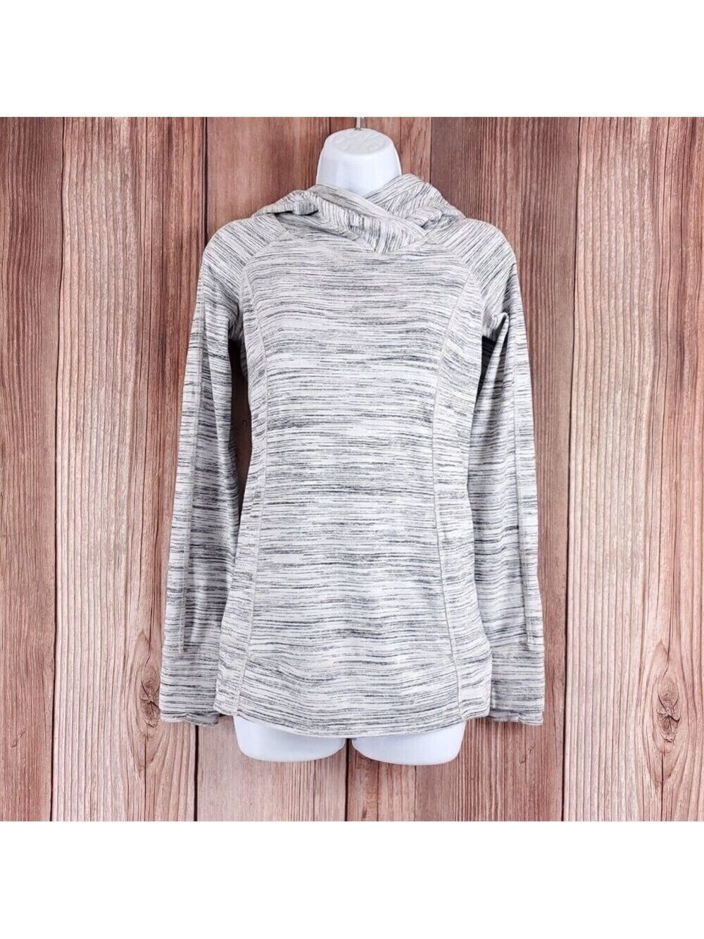Lululemon Womens Size 4 Think Fast Hoodie Space Dye White Silver Rulu Athleisure